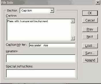 Диалоговое окно File Info